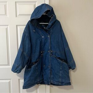 Current Seen Vintage Oversized Flannel Lined Denim Hooded Jacket Size 3X